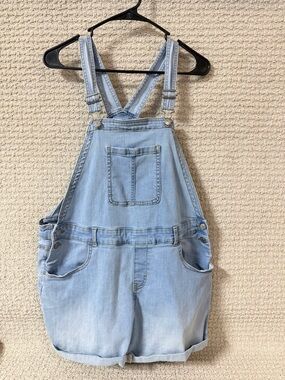 Thereabouts Light Wash Denim Women's Short Overalls